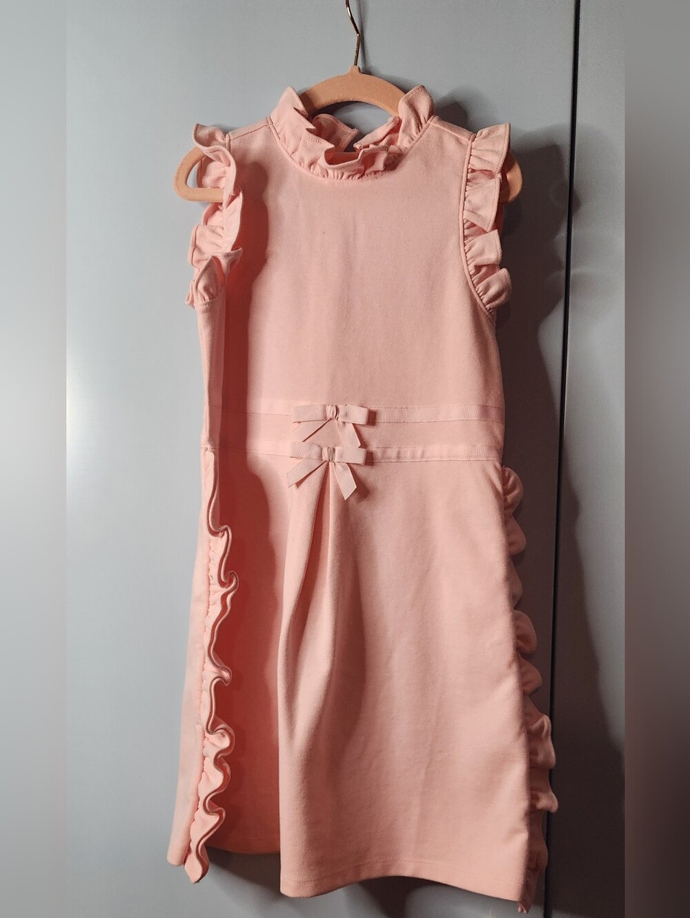 Janie and Jack Peach Ruffle Tank Dress with Bows